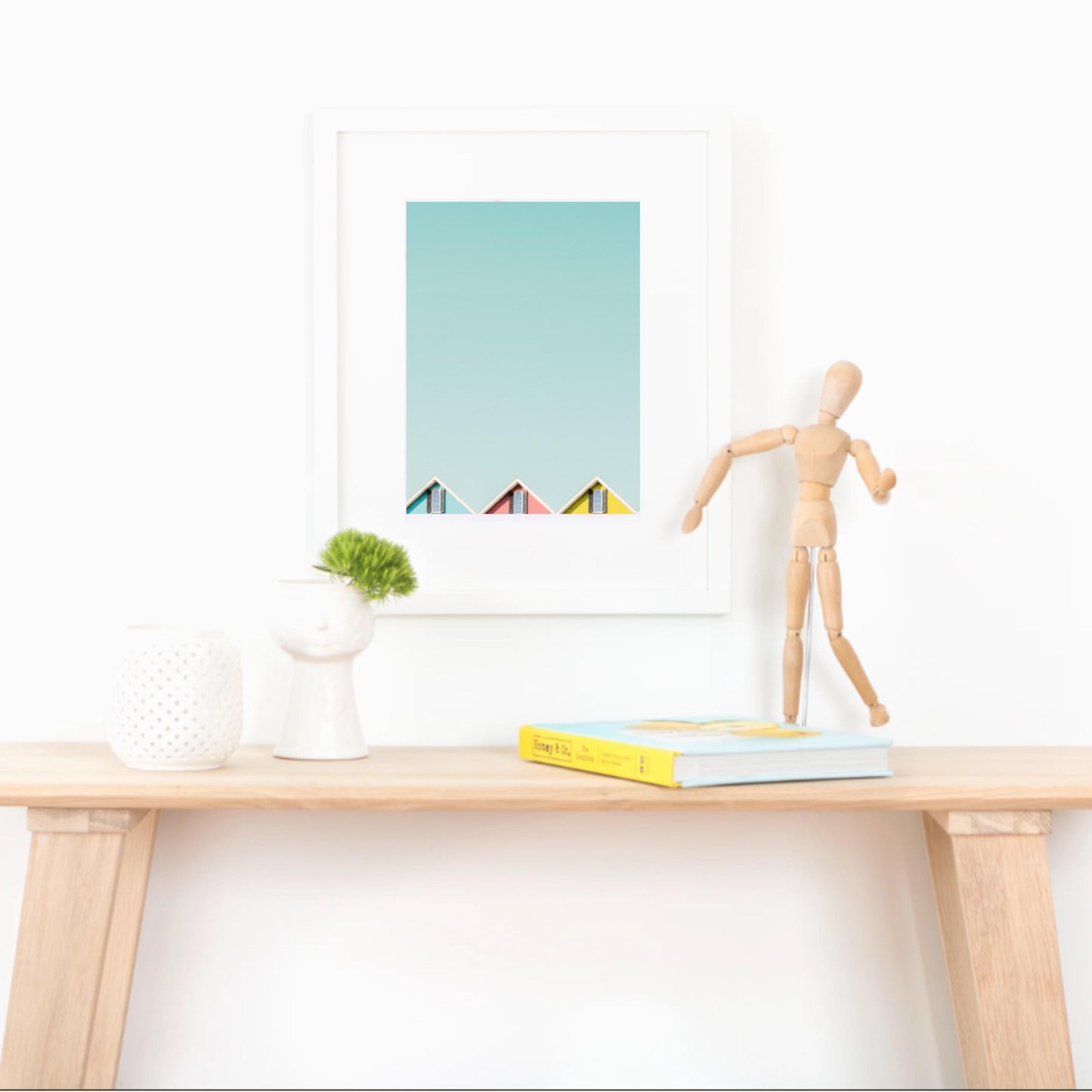 White Slim Picture Frame. Solid Wood. Custom Sizes Available. Includes Acid Free Mat, Acrylic Plexiglass, & Foam Core Backing. Free Shipping