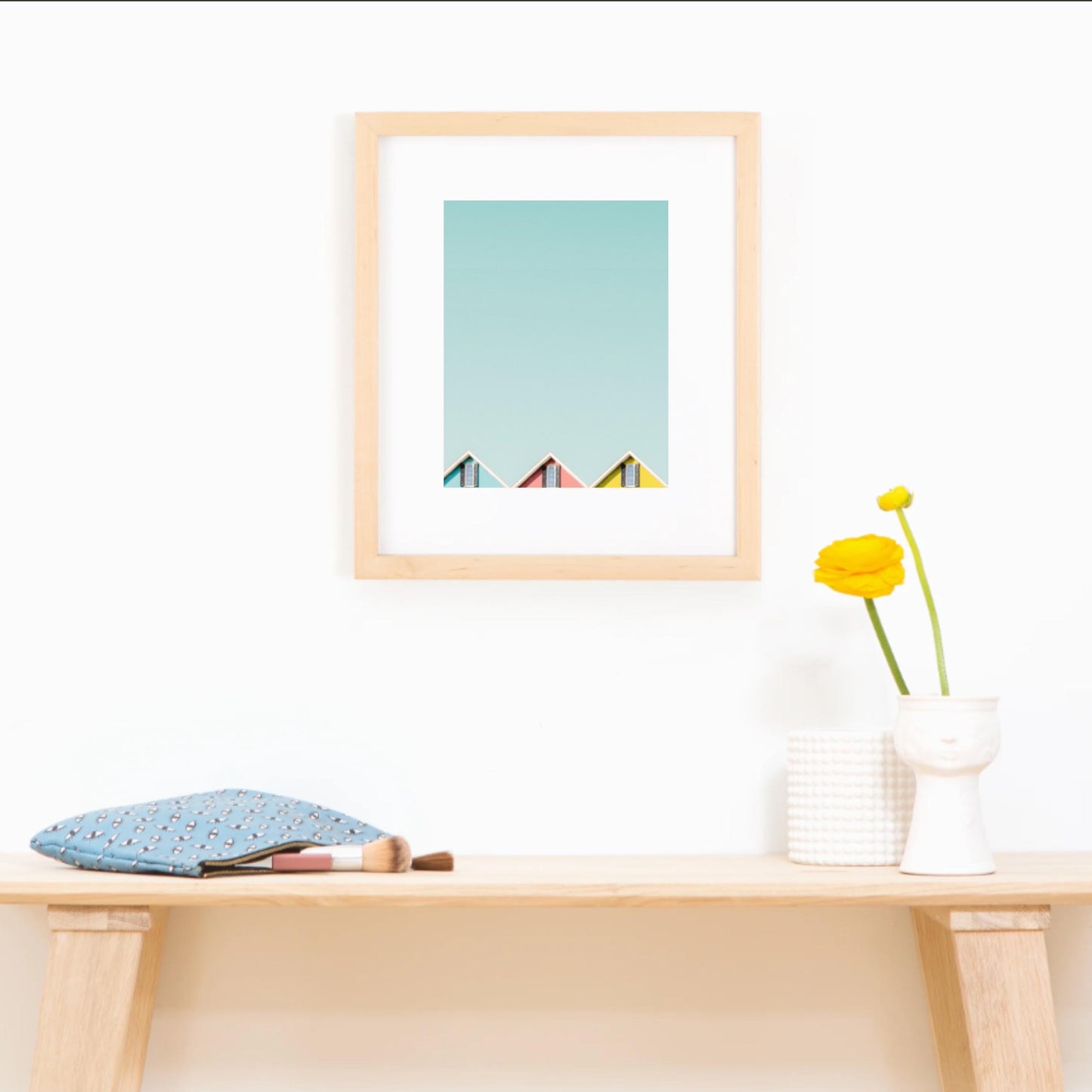 Natural Light Oak Slim Picture Frame Solid Wood Custom Sizes Available. Includes Acid Free Mat, Acrylic Plexiglass, & Foam Core Backing