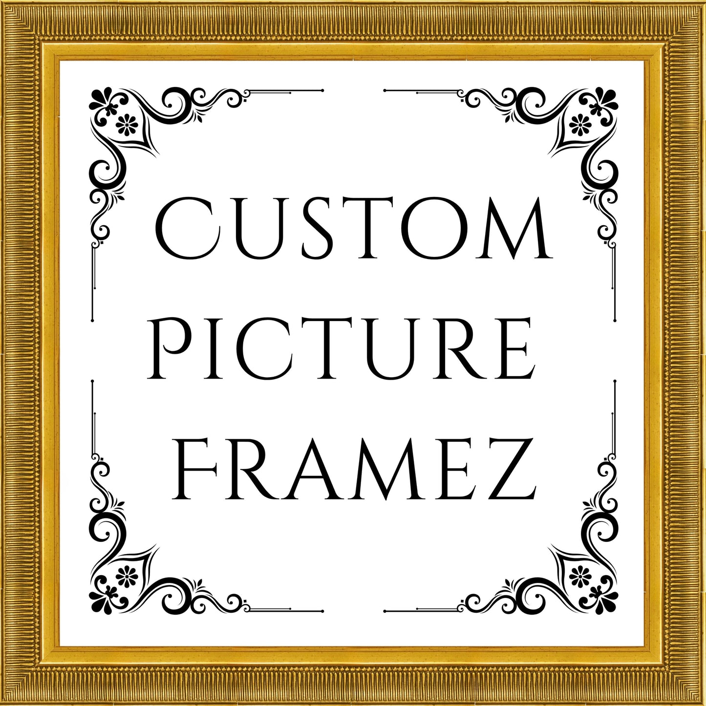 Egyptian Gold Traditional Ornate Picture Frame. 1-5/16" Wide. Custom Sizes Available. Gallery-Grade Plexiglass & Backing Option Available.