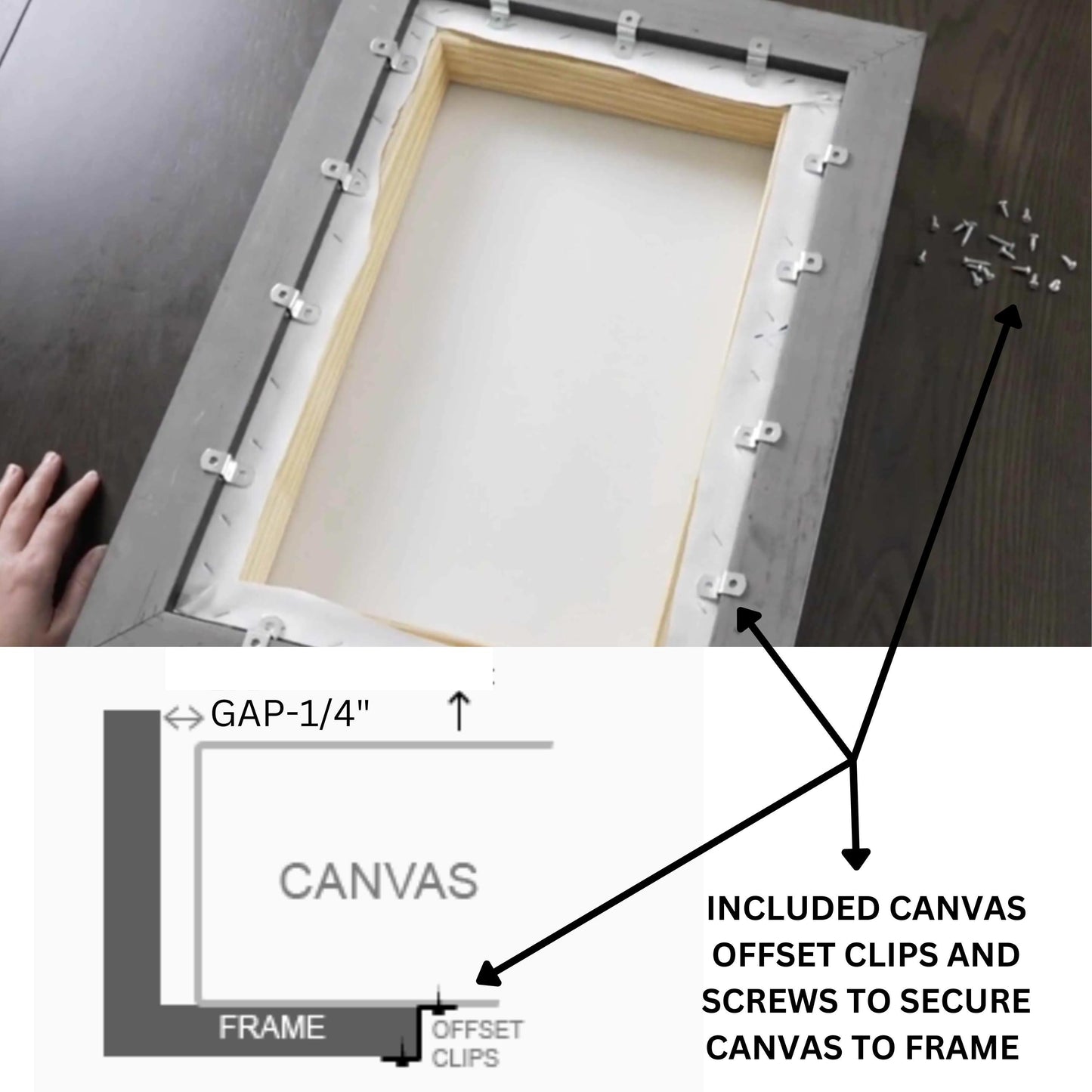 Affordable Canvas Floater Frames-Fits Canvas up to 1" Tall. Custom Sizes Available. 3 Colors. Hardware Incl. Free Fast Shipping. Made in USA