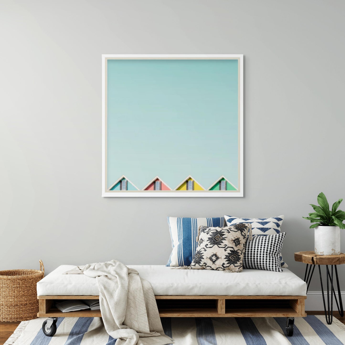 White Canvas Floater Frame-Fits Canvas up to 1.5" Tall. Custom Sizes. Solid Wood Art Gallery Quality. Hardware Included. Free Shipping.