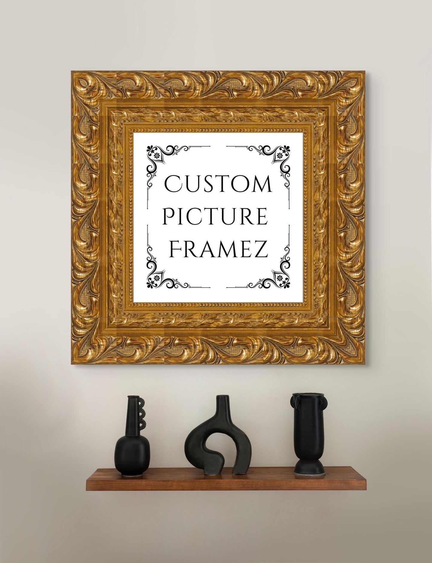 4-1/4" Wide Affordable Antique Ornate Gold Baroque Style Picture Frame. Custom Sizes Available. Plexiglass & Backing Option Available.