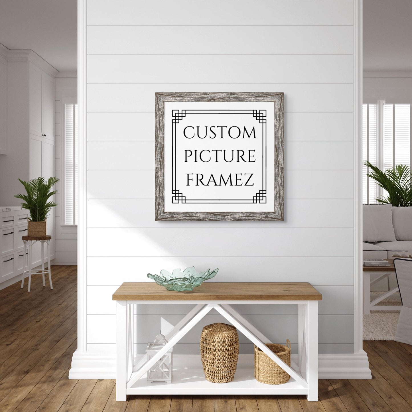 Drift Wood Beach House Picture Frame. Rustic Distressed Solid Wood. Custom Sizes. 4 Colors. Plexiglass and Backing Option. Free Shipping
