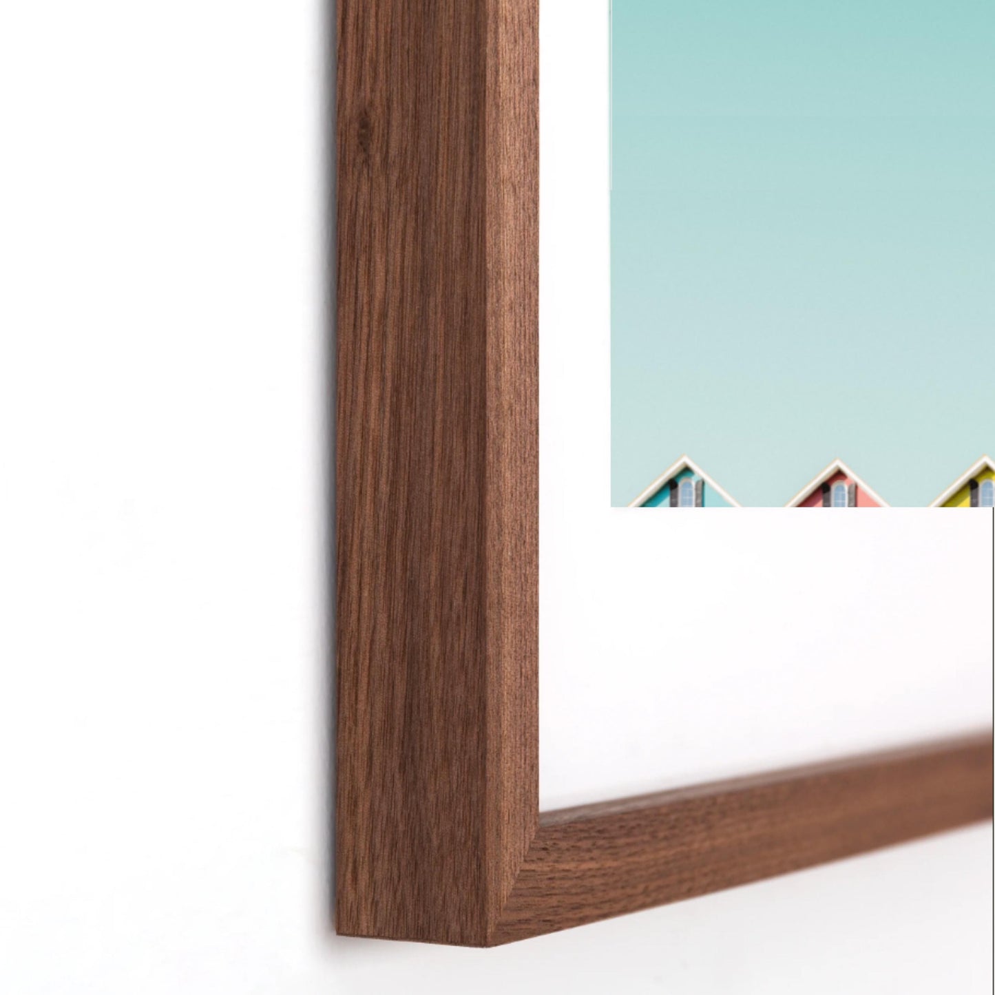 Walnut Slim Picture Frame. Solid Wood Custom Sizes Available. Includes Acid Free Mat, Acrylic Plexiglass, & Foam Core Backing. Free Shipping