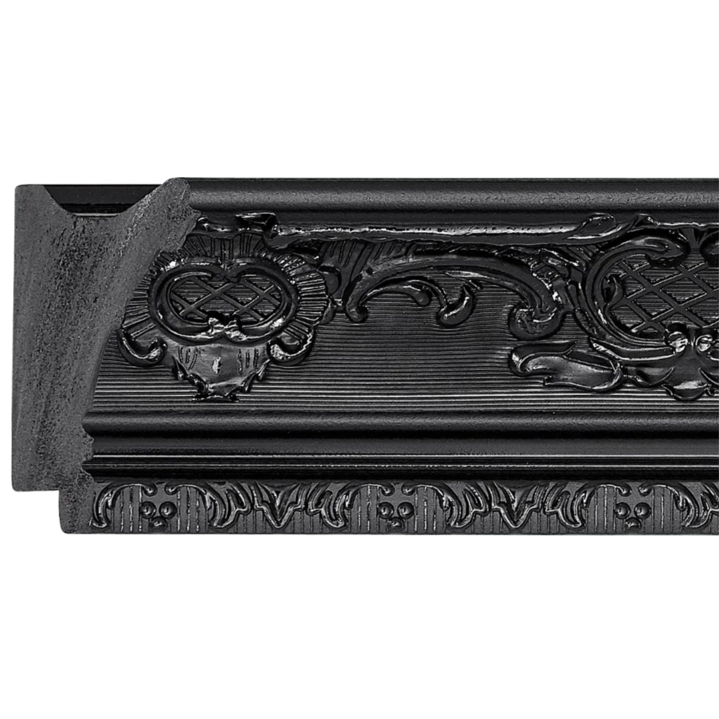 4" Wide Affordable Ornate Black Baroque Style Picture Frame. Custom Sizes Available. Plexi & Backing Option Available. Free Fast Shipping