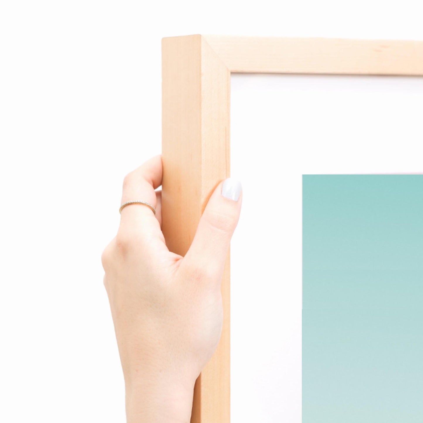 Natural Light Oak Slim Picture Frame Solid Wood Custom Sizes Available. Includes Acid Free Mat, Acrylic Plexiglass, & Foam Core Backing