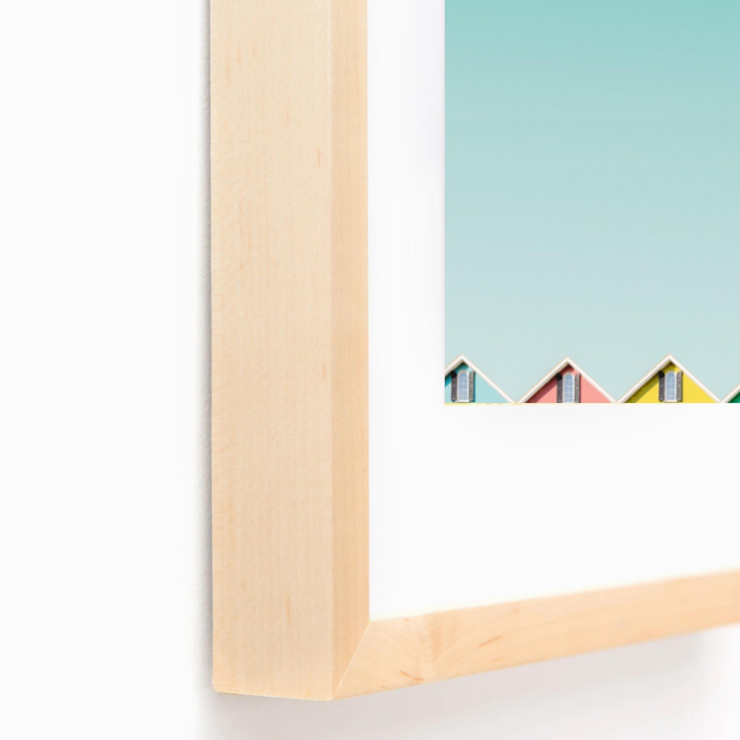Natural Light Oak Slim Picture Frame Solid Wood Custom Sizes Available. Includes Acid Free Mat, Acrylic Plexiglass, & Foam Core Backing