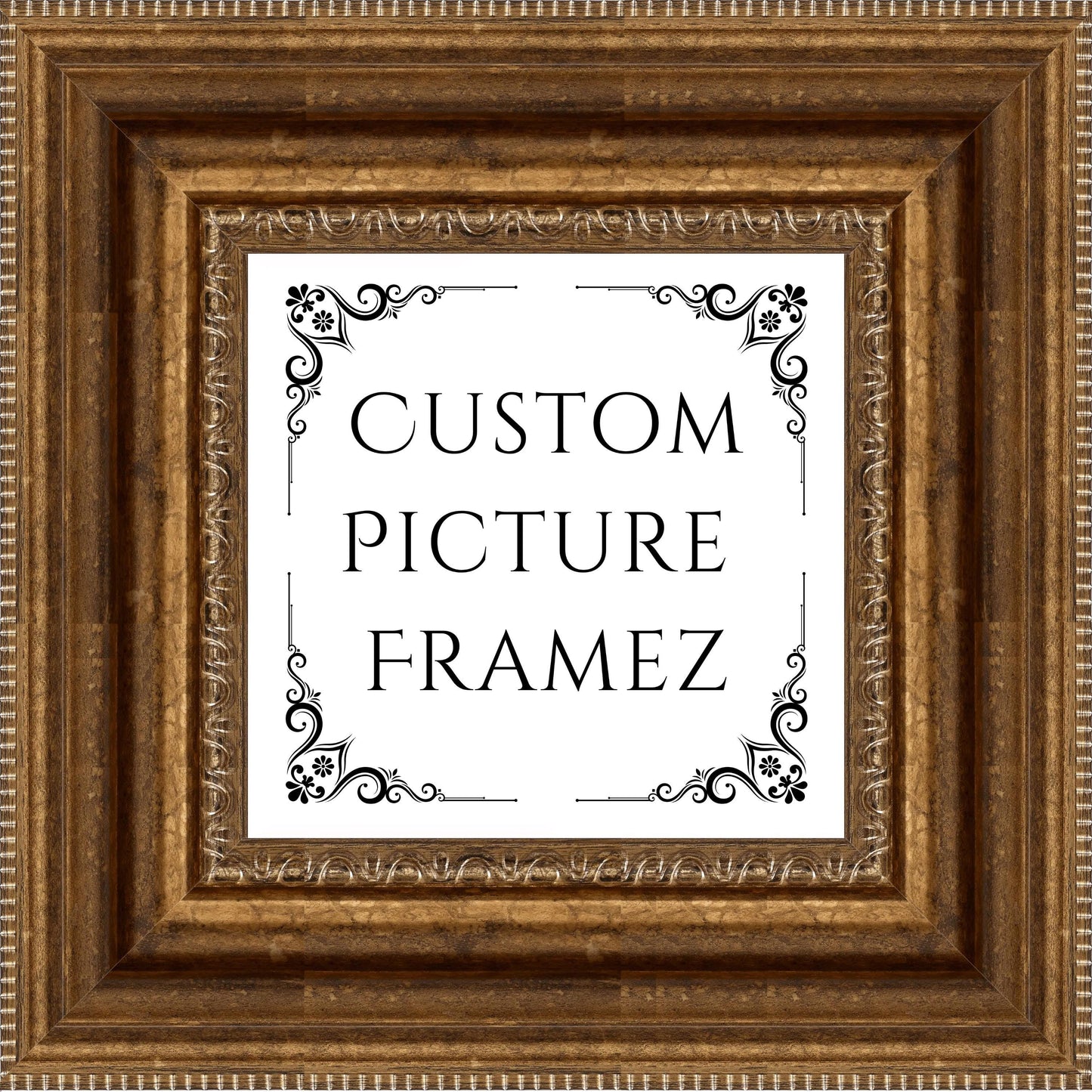 Affordable Antique Ornate Gold Baroque Style Picture Frame. 3" Wide. Custom Sizes Available. Plexi & Backing Option Available. Free Shipping