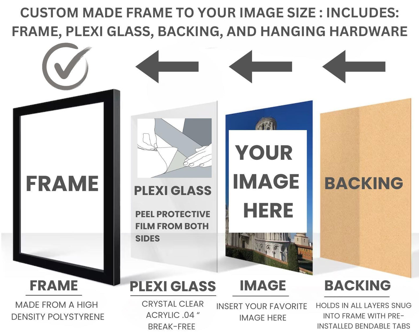 Carnival Colors Picture Frame. 12 Colors. Includes Clear Acrylic, Mat, Backing & Hanging Hardware. Custom Sizes. Free Shipping. 25% OFF SALE