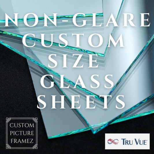 Non-Glare Glass Sheets-Custom Sizes. Art Gallery Quality 2.5mm/.098″ Tru Vue. Picture Frames, Crafts, and DIY projects. Made in USA.