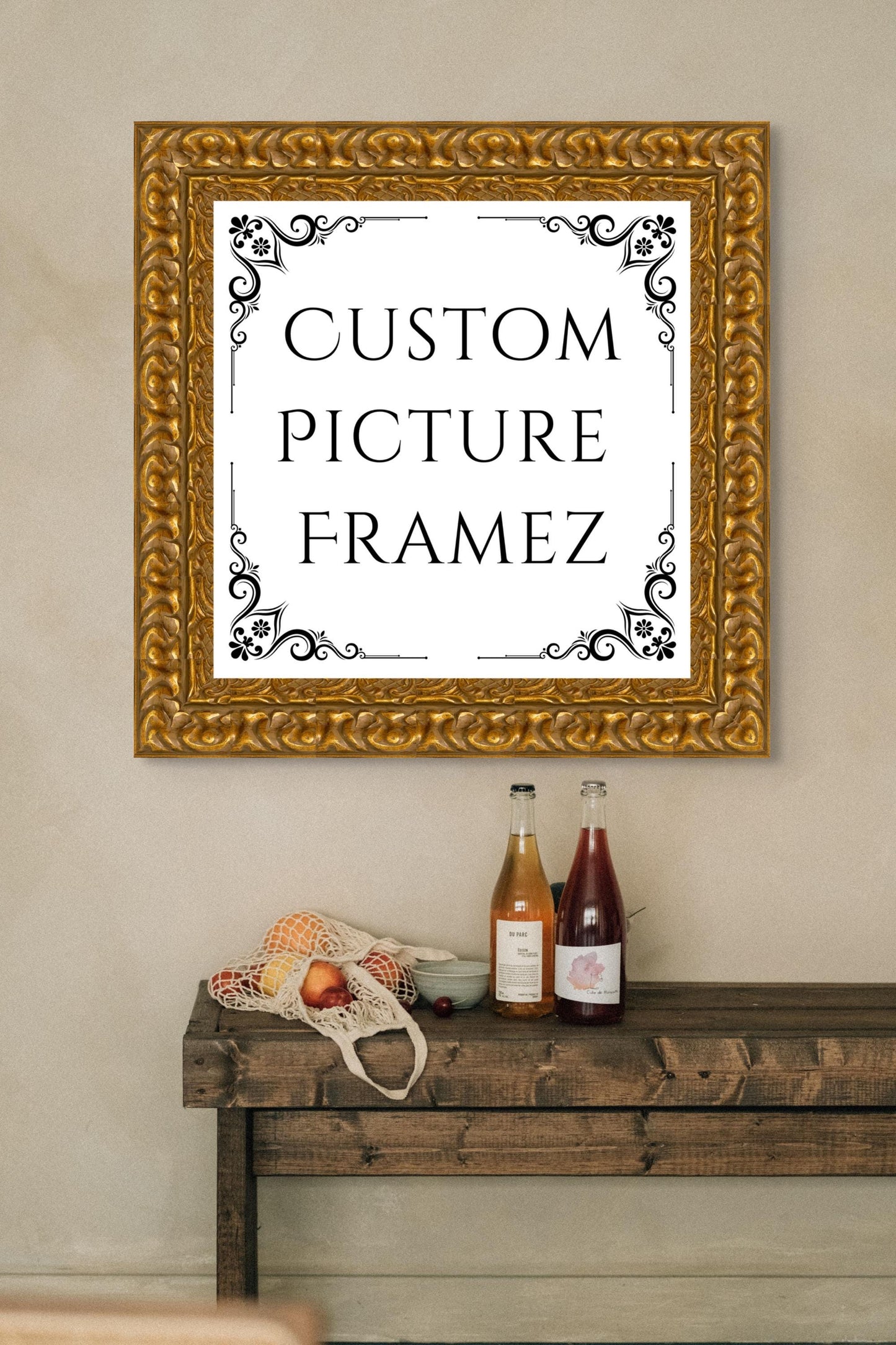 4" Wide Affordable Antique Ornate Gold Baroque Style Picture Frame. Custom Sizes Available. Plexiglass & Backing Option Available.