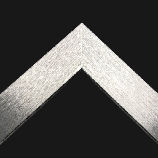 Silver Satin Picture Frame Brushed Metallic Finish 1-1/8" Wide. Custom Sizes Available. Gallery-Grade Plexiglass & Backing Option Available.