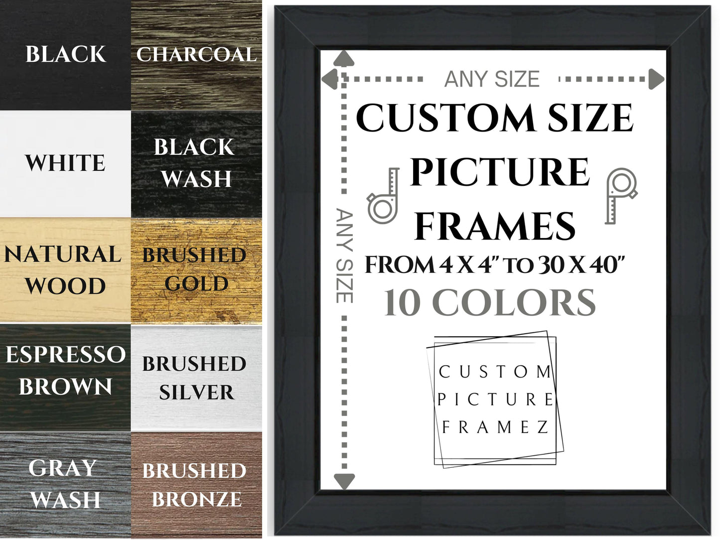 Great Price! Made to Measure Custom Picture Frames. 10 Colors. Includes Plexiglass, Backing & Hanging Hardware. Fast Free Shipping.Oversized