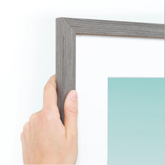 Gray Slim Picture Frame. Solid Wood. Custom Sizes Available. Includes Acid Free Mat, Acrylic Plexiglass, & Foam Core Backing. Free Shipping