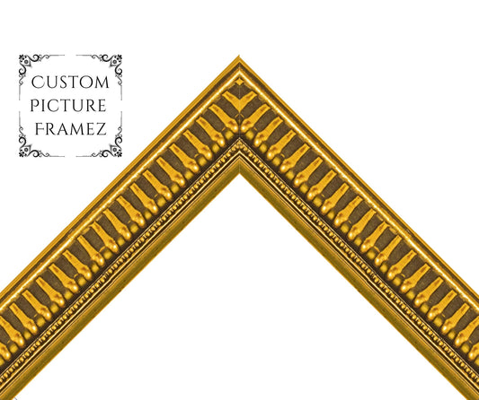 Egyptian Gold Traditional Ornate Picture Frame. 1" Wide. Custom Sizes Available. Gallery-Grade Plexiglass & Backing Option Available.