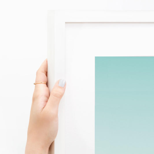 White Slim Picture Frame. Solid Wood. Custom Sizes Available. Includes Acid Free Mat, Acrylic Plexiglass, & Foam Core Backing. Free Shipping