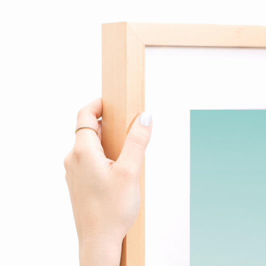 Natural Light Oak Slim Picture Frame Solid Wood Custom Sizes Available. Includes Acid Free Mat, Acrylic Plexiglass, & Foam Core Backing