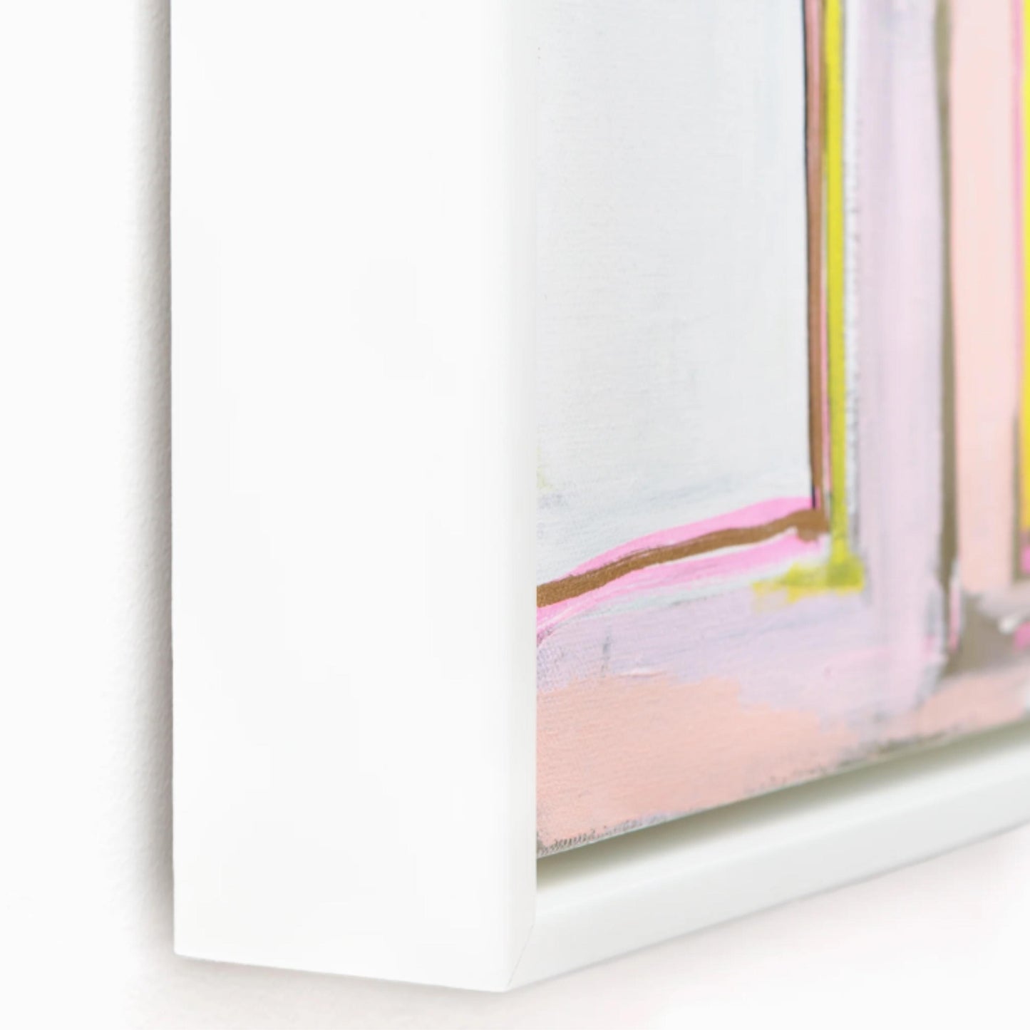 White Canvas Floater Frame-Fits Canvas up to 1.5" Tall. Custom Sizes. Solid Wood Art Gallery Quality. Hardware Included. Free Shipping.